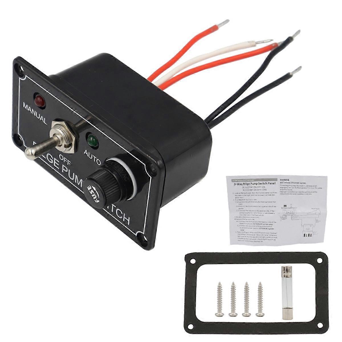 Modifieringsbrytarpanel 12V5A vippbrytarpanel med indikatorlampa MANUAL-OFF-AUT för bilbåt