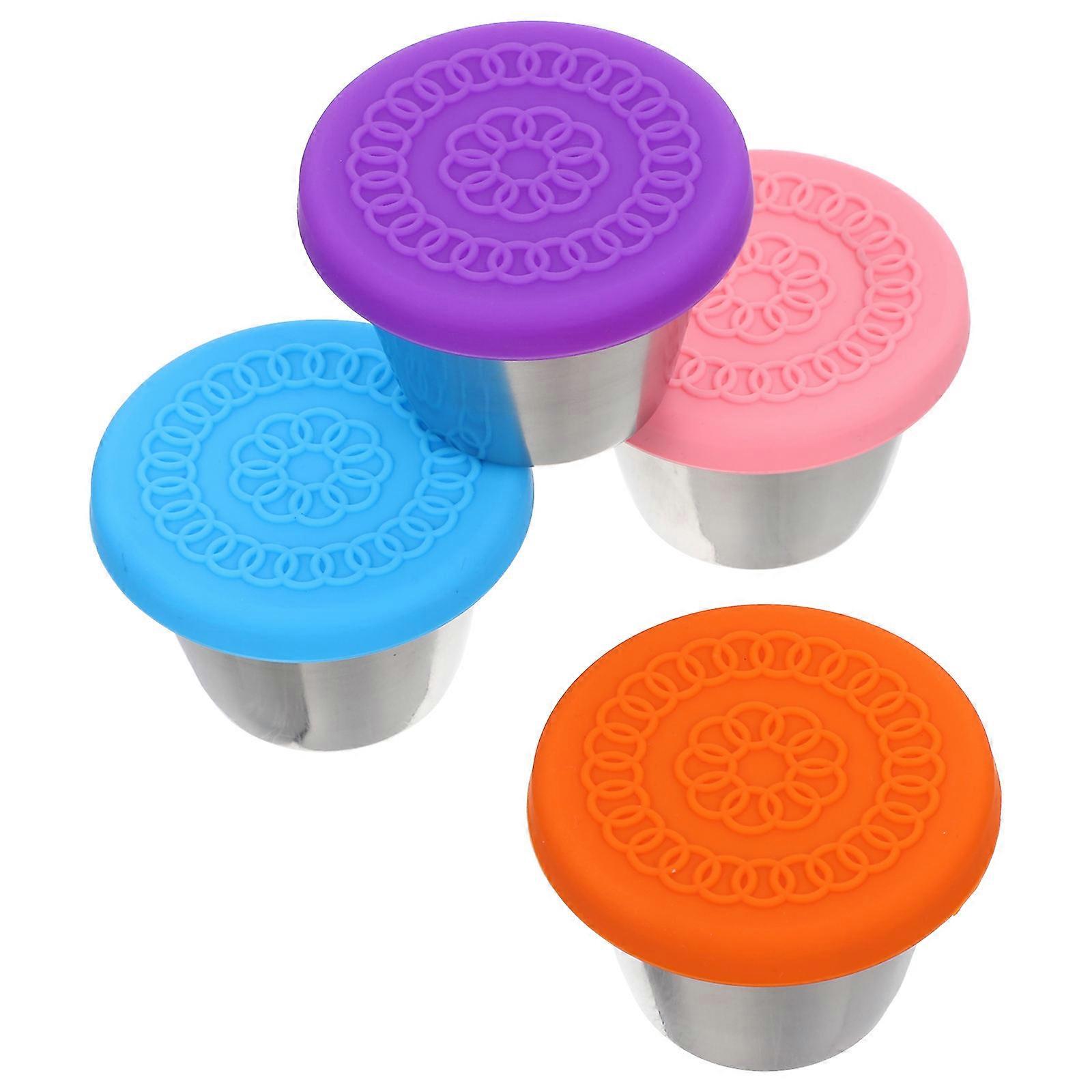 Reusable Condiment Cups Silicone Containers Orange Oxidation Resistance 4Pcs