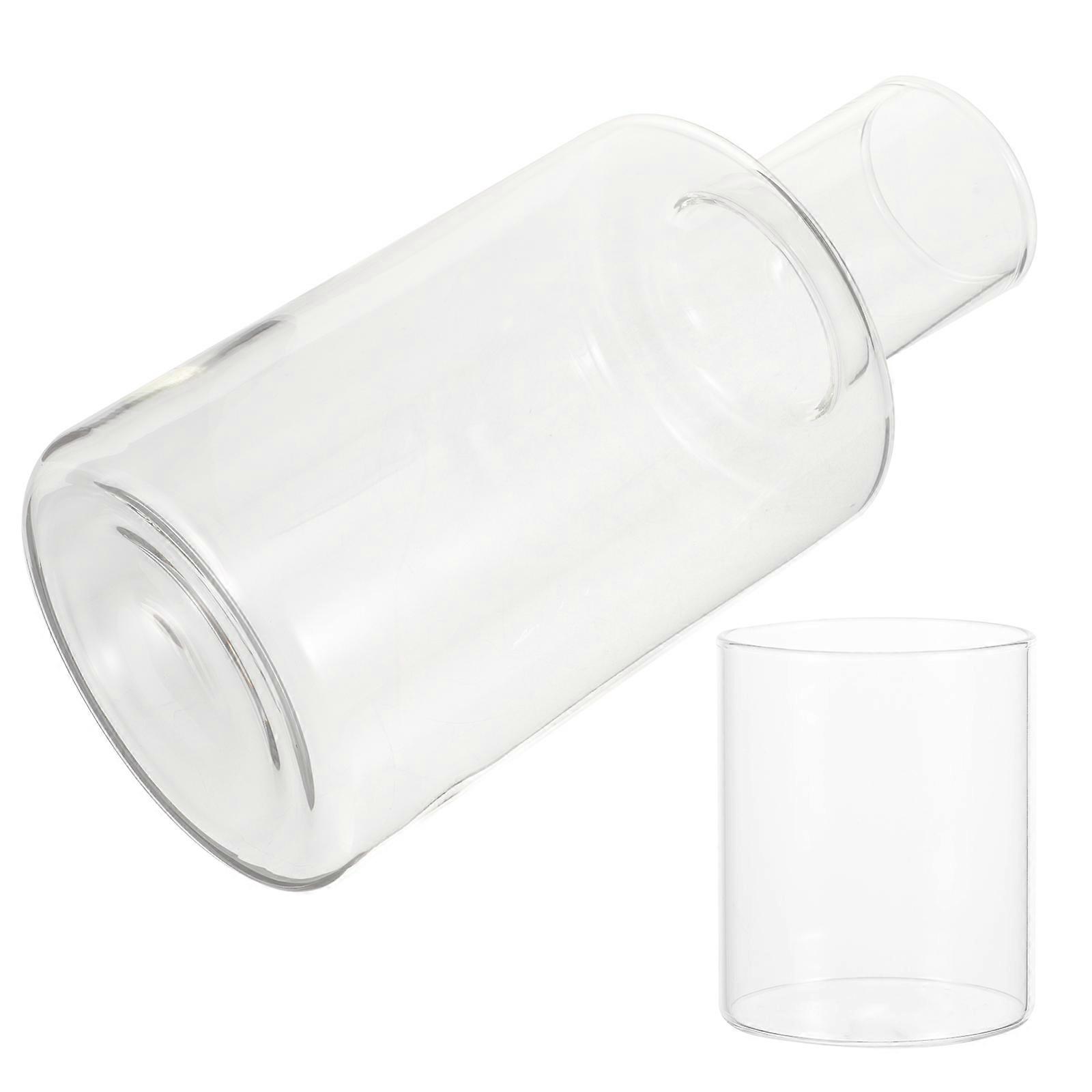 Simple Design Clear Carafe And Cup Set For Water Juice Or Flower Tea Use At Home Office Or Dormitory 1 Set
