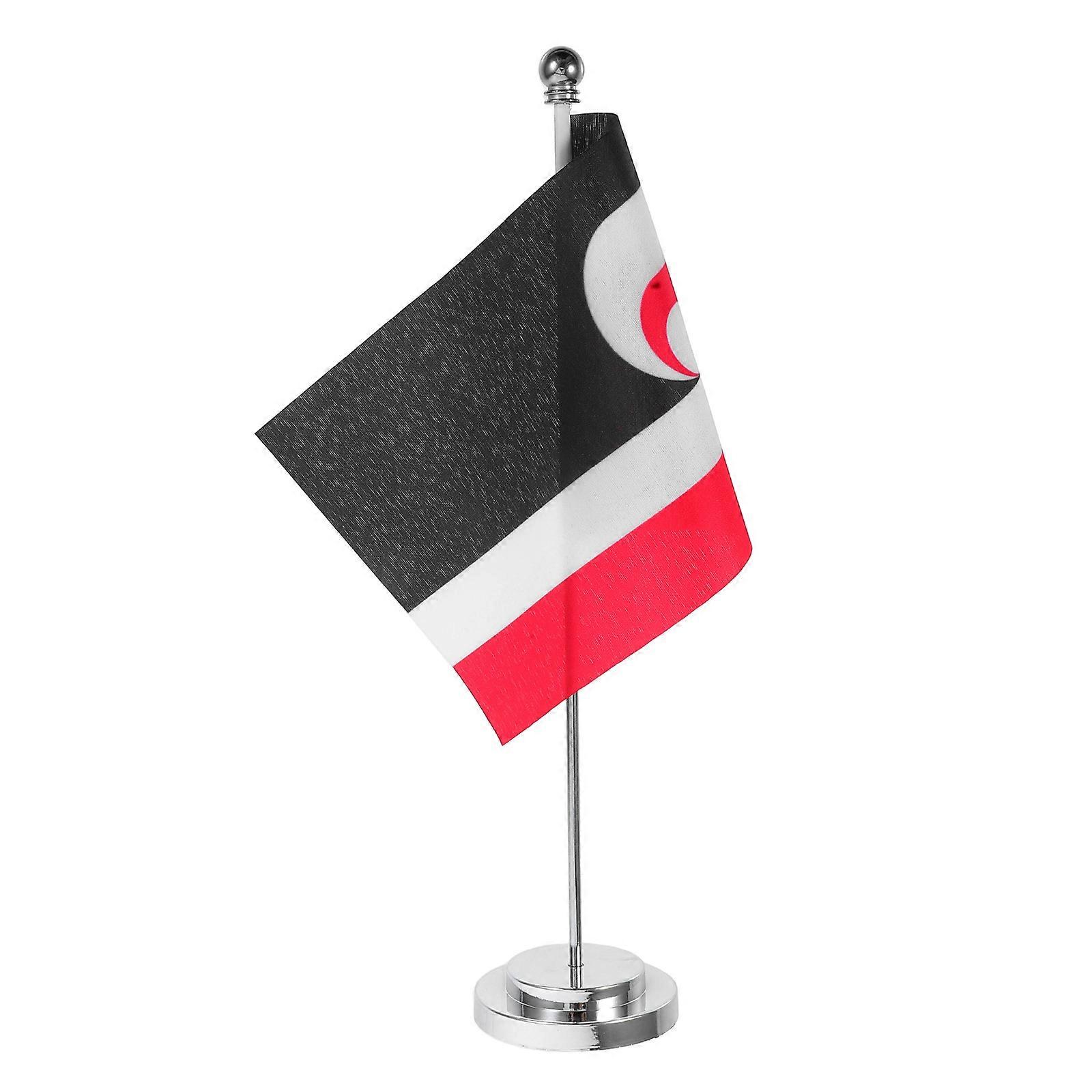 Mini Desk Flag with Design for Table Decoration 2Pcs Polyester