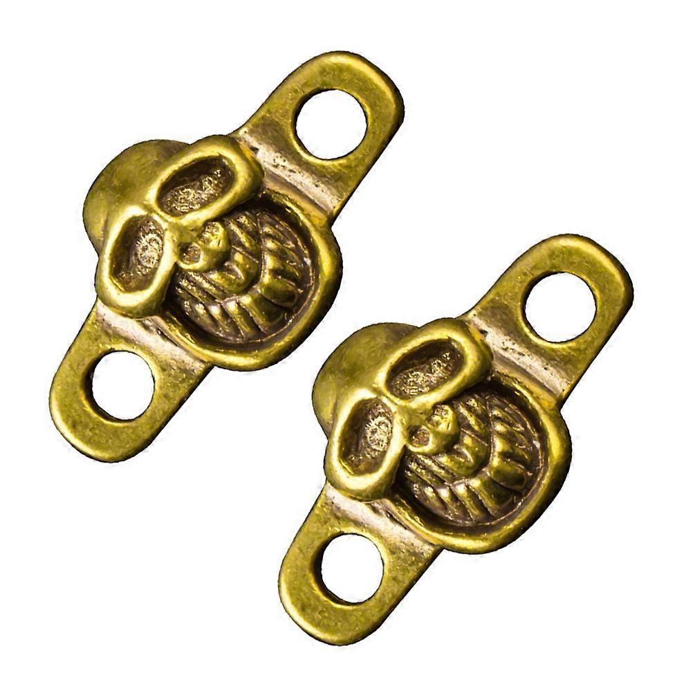 Creative Eye Clasp Fastener Brass Skull Head Décor For Designers And DIY Enthusiasts 1.2x0.6x0.8In 4Pcs