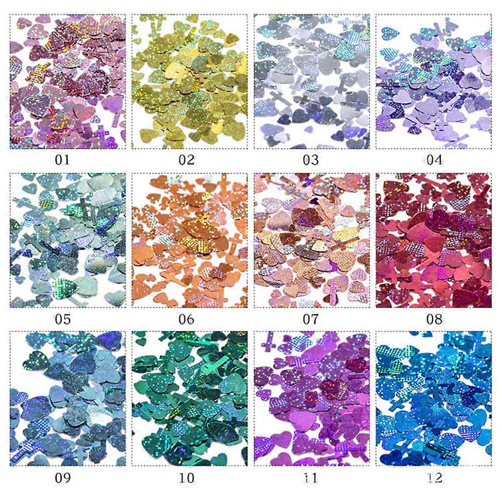 Heart Shape Manicure Decor for 1Set 12 Colors Cross Sequins Nail Stickers