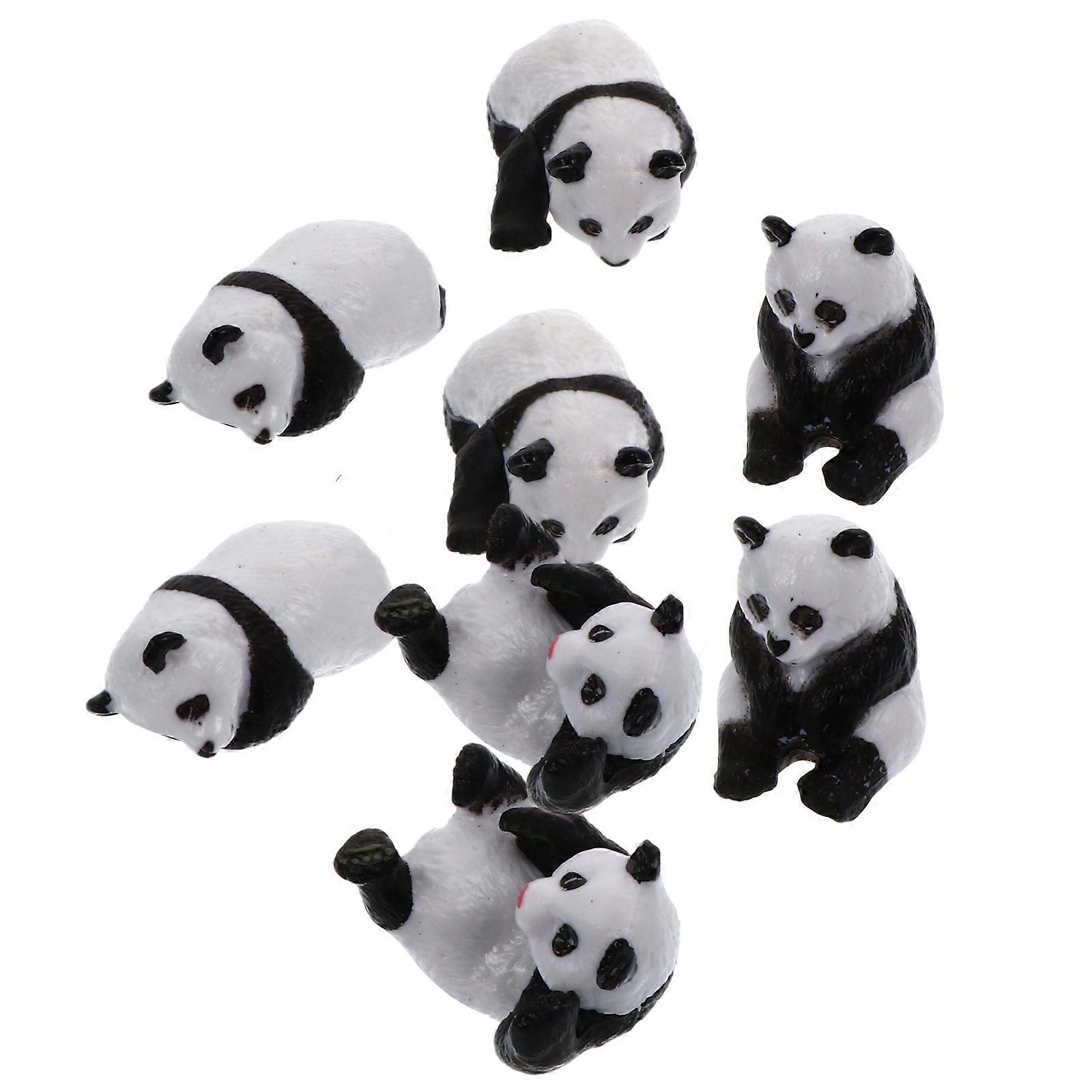 Panda Miniature Figurines 16Pcs Black Durable PVC Material for Decorating