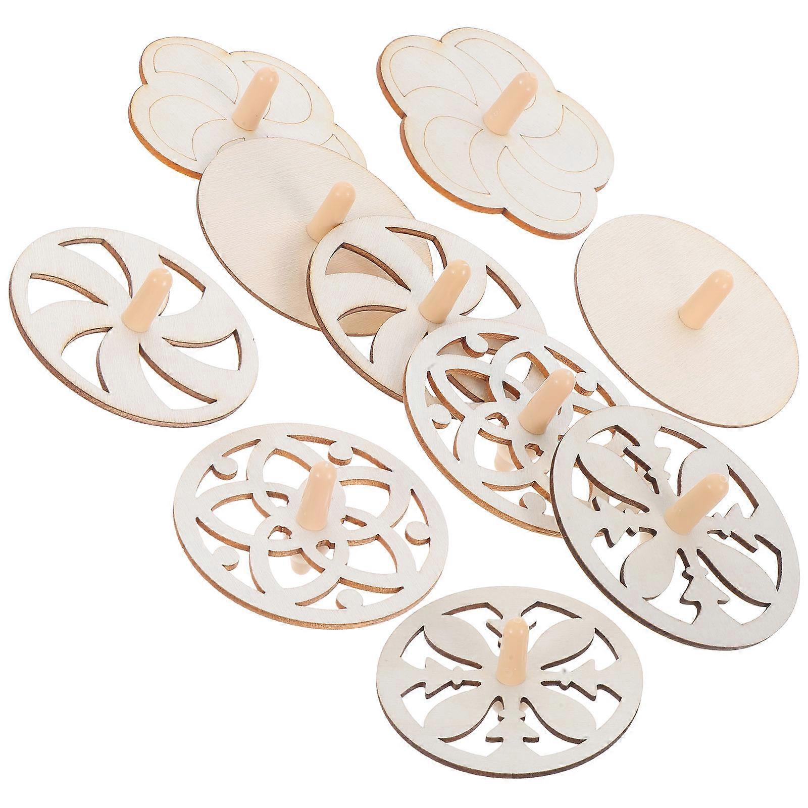30Pcs Wooden Spinning Tops For Children Parent-Child Interaction Craft Projects Round Shape Diy Painting