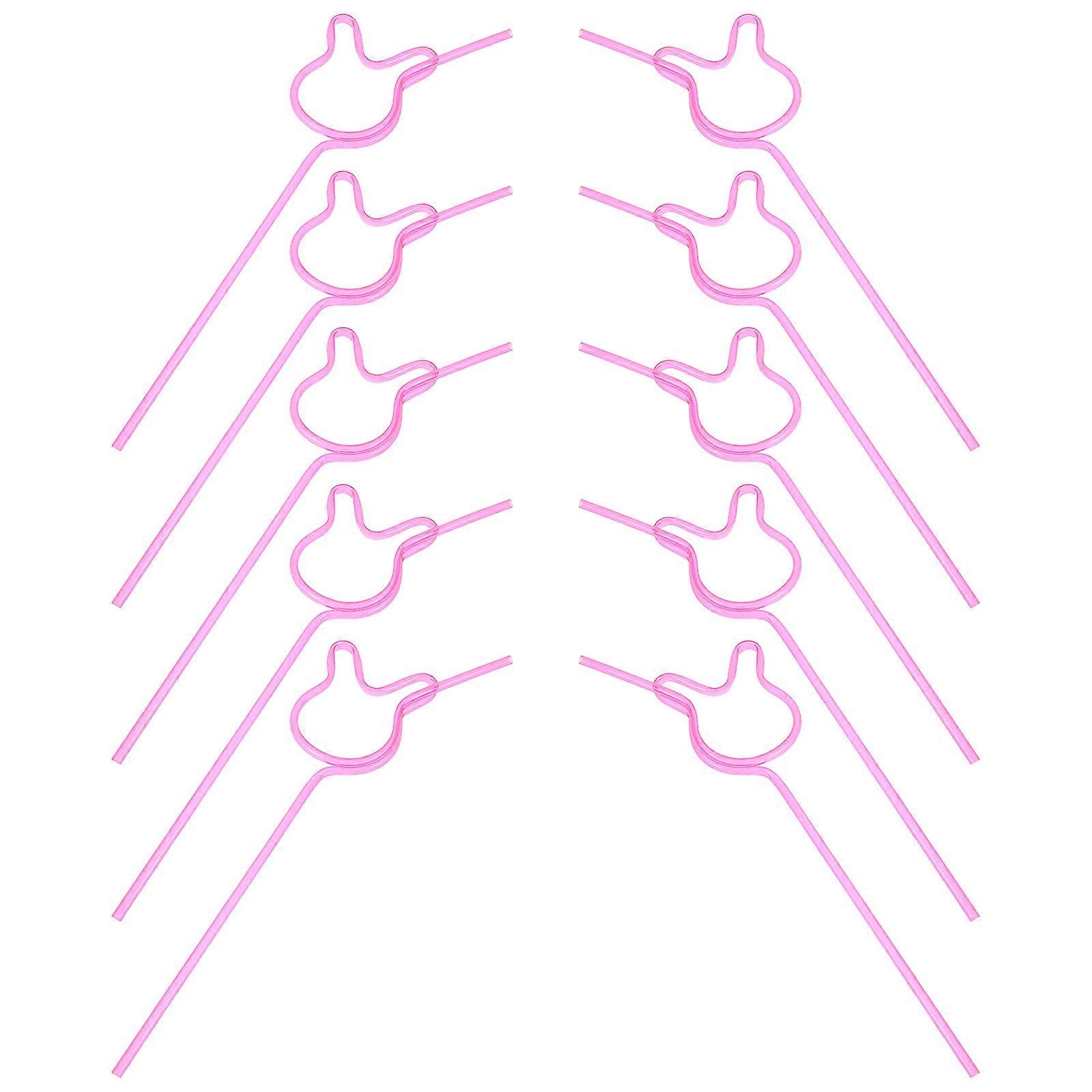 Reusable Party Straws Crazy Pink Rabbit Design for Drinking 50Pcs