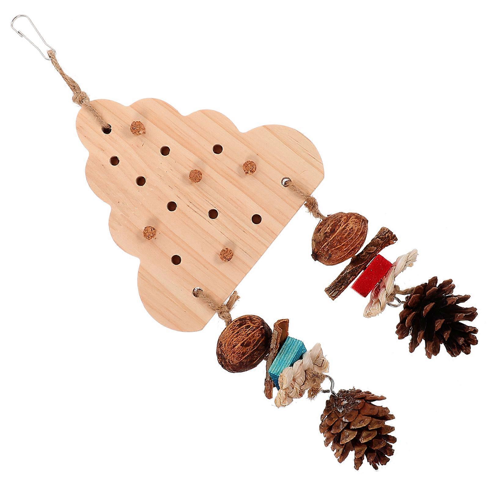 Wooden Parrot Hanging Toy Bird Chew Toy Set for Cage 4Pcs