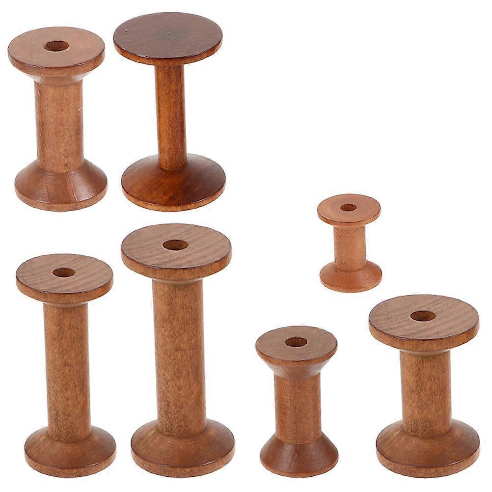 Sewing Thread Organizer Wooden Empty Thread Spools for DIY 35Pcs Set