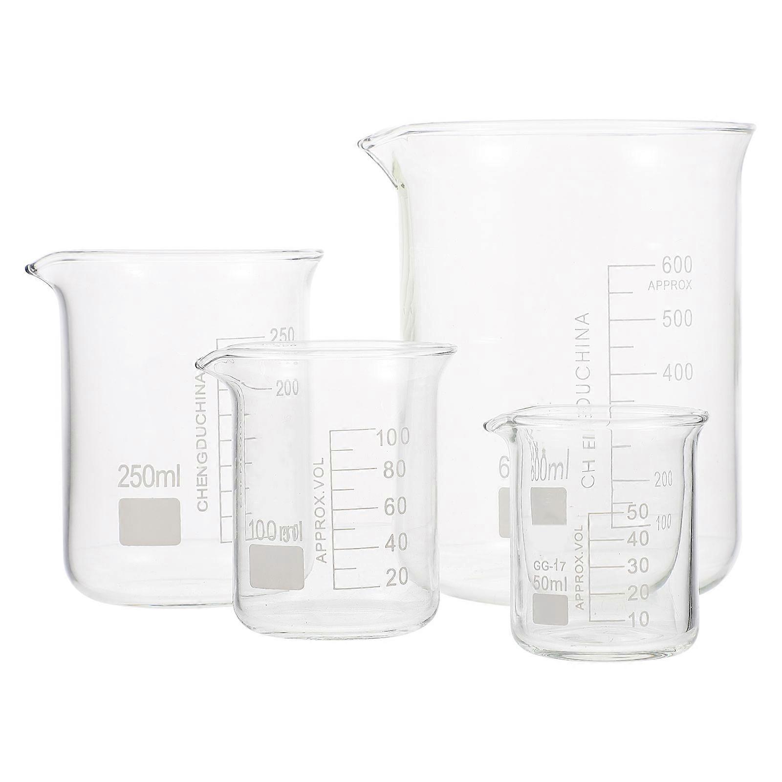 Beakers with Scale Glass Measuring Cups for Laboratory 12Pcs Transparent