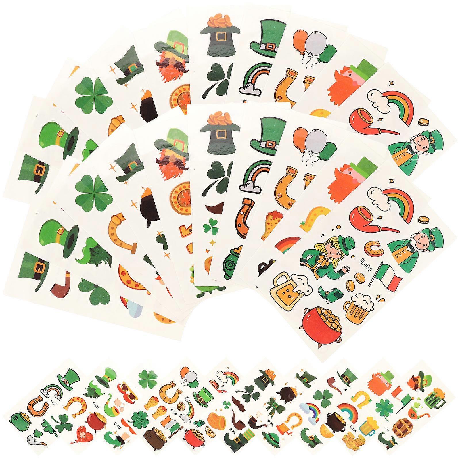 Temporary Shamrock 120 Sheets St Patrick Day Face Decorations For Adults Kids Green Rectangular Body Decoration