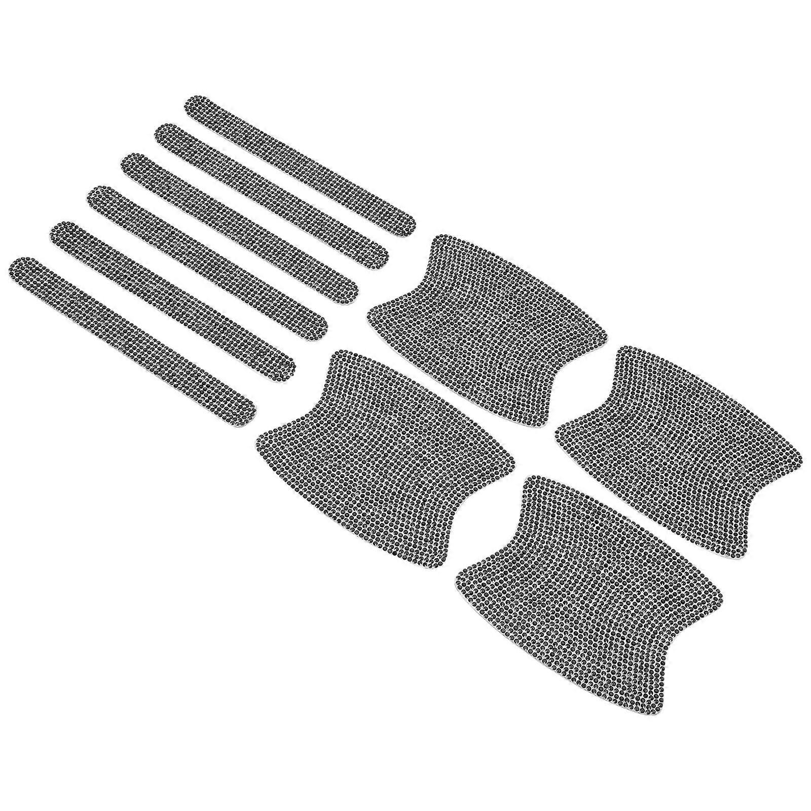 Black Anti-collision Car Handle Scratch Stickers 2 Sets Daily Use Vehicle Protection with 3.9x3.1in Size