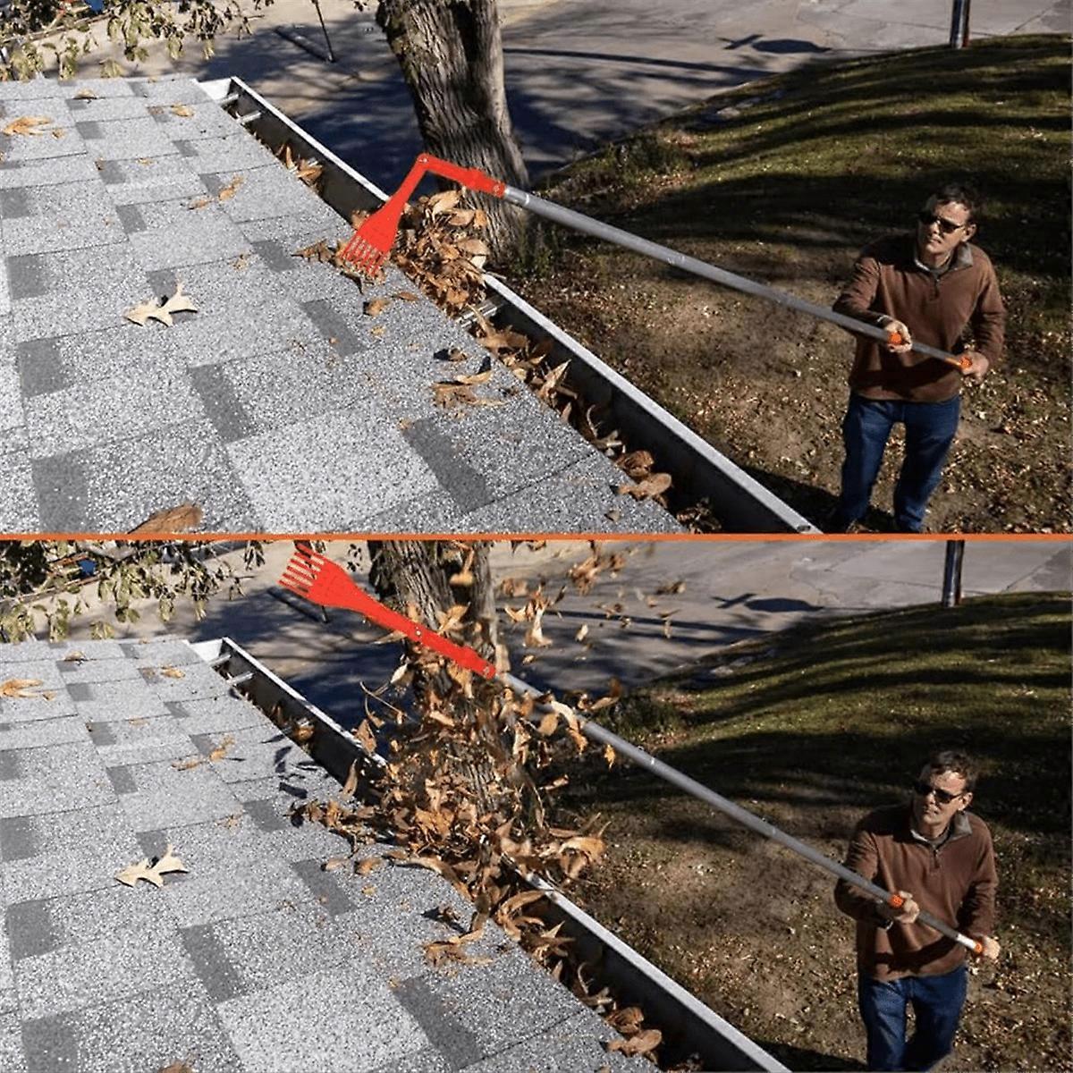 Gutter Cleaning Tools, Mini Rake, Rotatable Handle, Gutter Cleaning Tools From the Ground, Great for Roofs, for Gutters