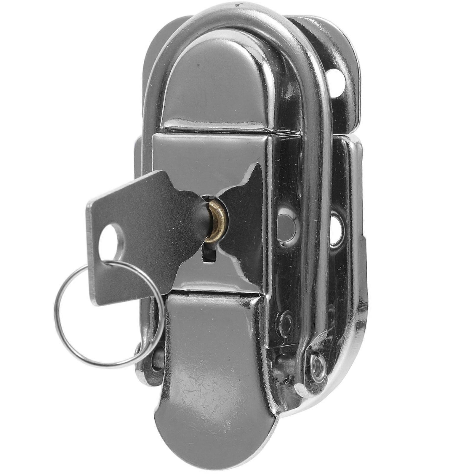 Metal Hasp Lock for Suitcases with Toggle Latch 4Pcs Silver Iron Design