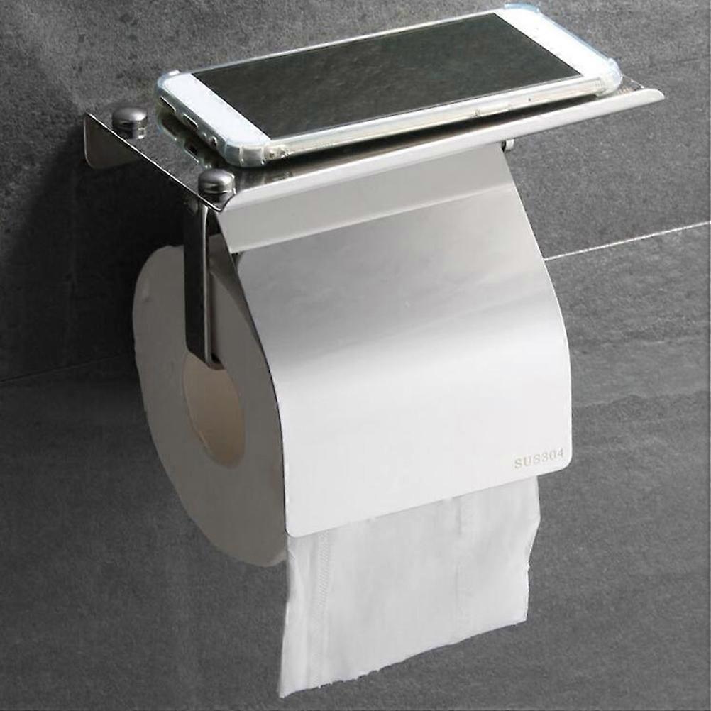 Bathroom Paper Holder Rectangular Tissue Dispenser For Office Users Silver 1Set