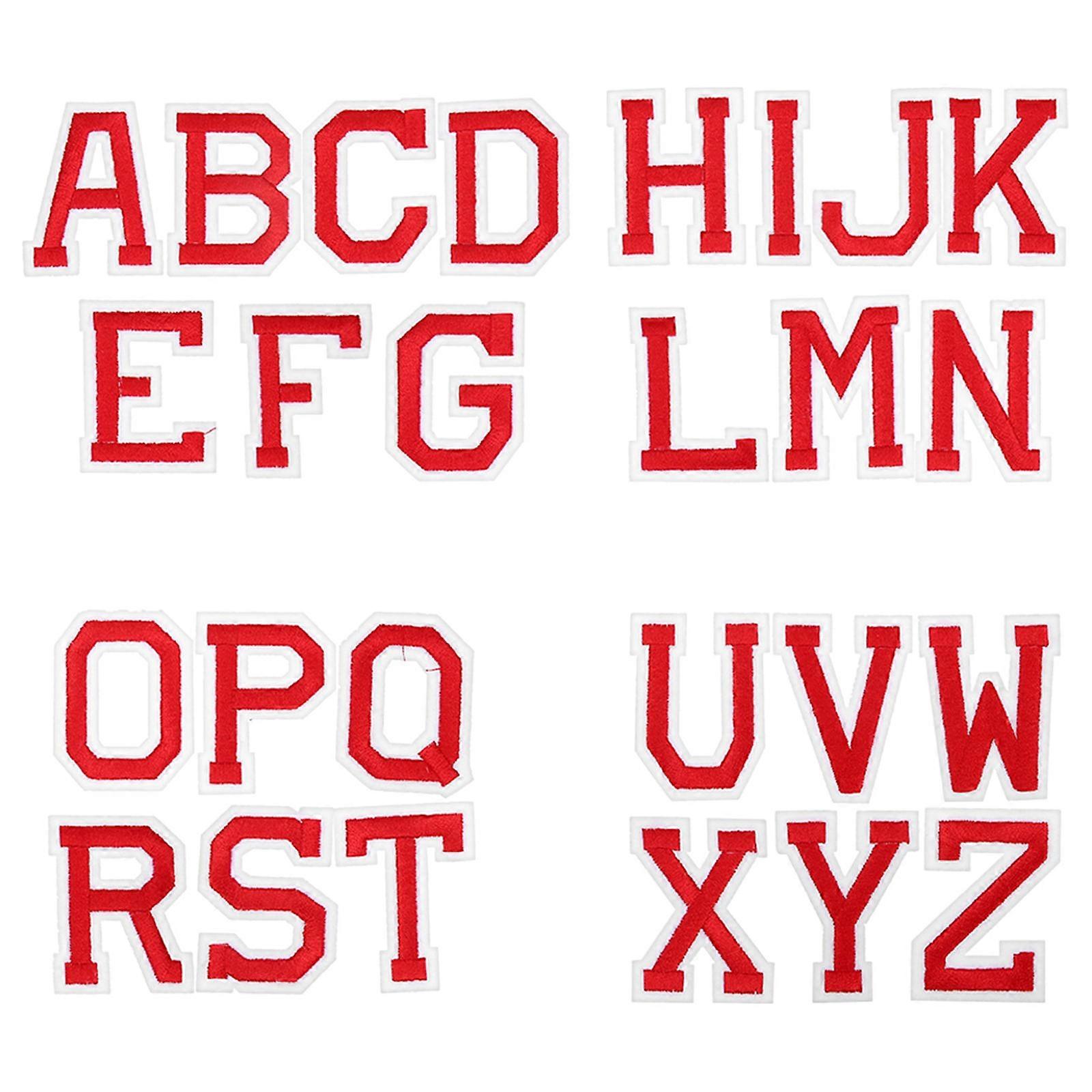 Iron on Letter Patches for Clothes Red 130Pcs Alphabet Embroidered