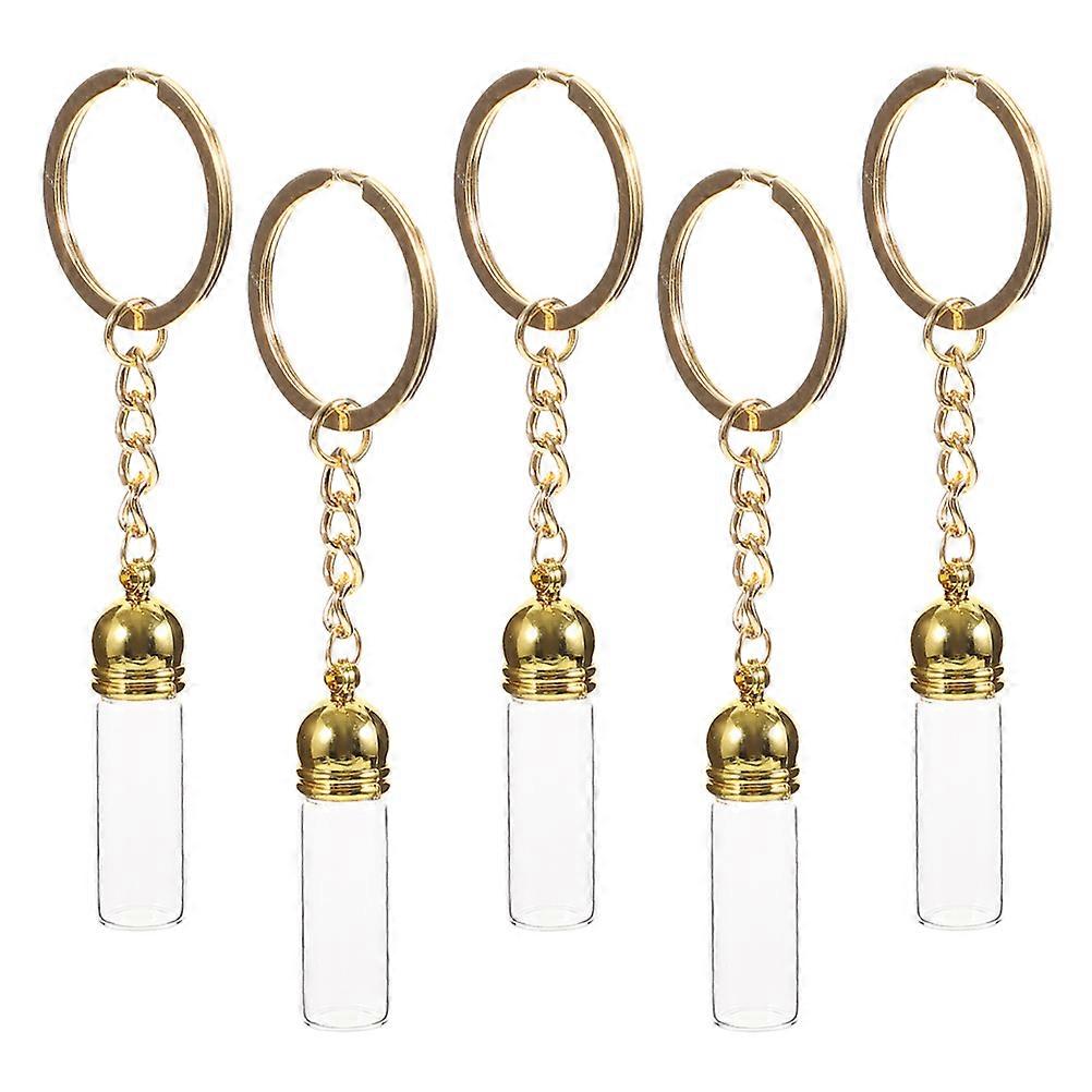 Glass Perfume Bottle Empty Keychain for Storage Use 20Pcs Cute Golden Keychains