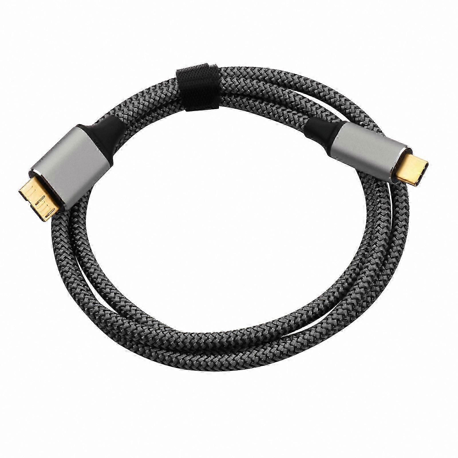 USB-C to Micro-B 5Gbps Data and Charging Cable for Hard Drives & Mobile Devices, Heat Resistant, Grey