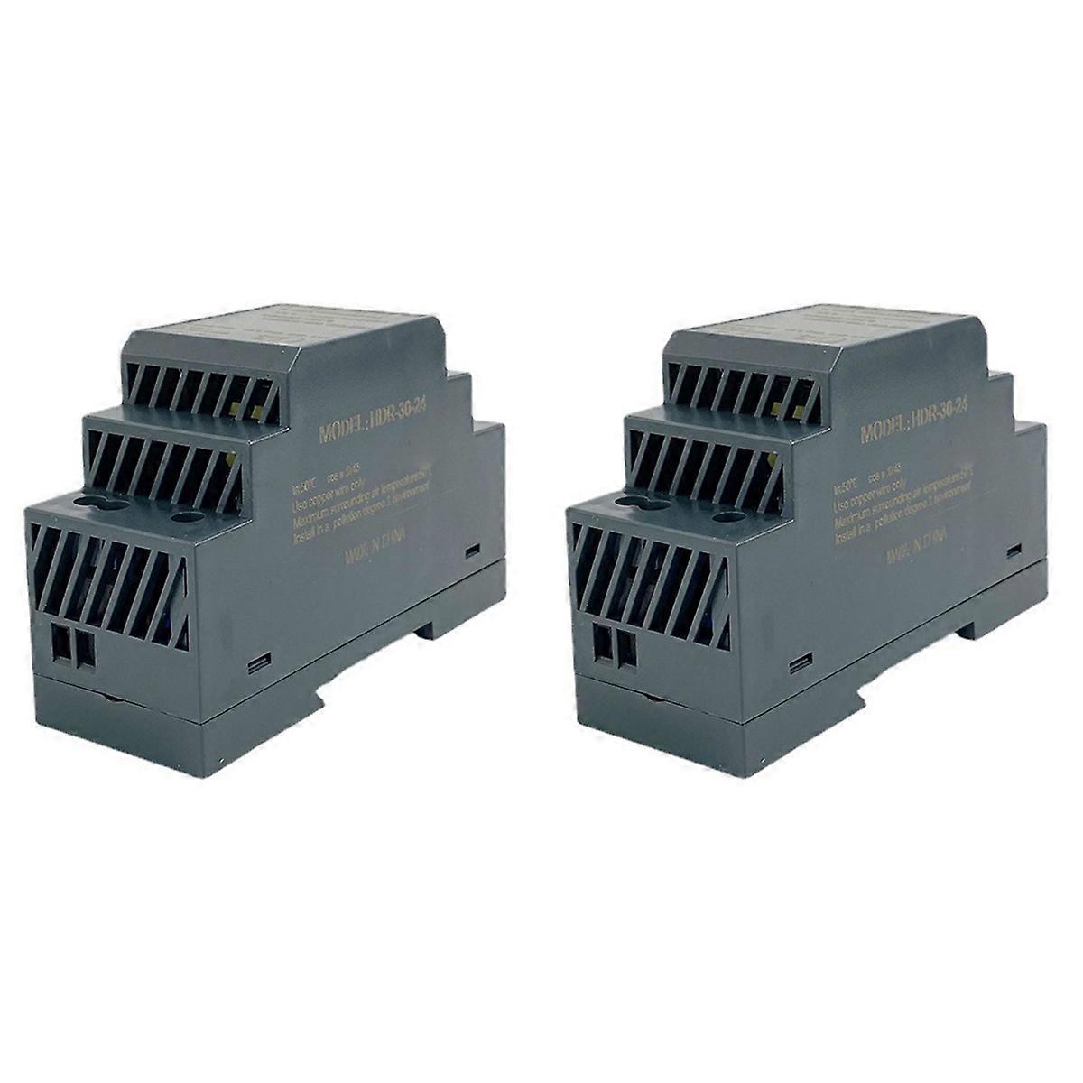 2X HDR-30-24 Ultra Slim Step Shape DIN Rail Power Supply Short Circuit Protection LED Indicator for
