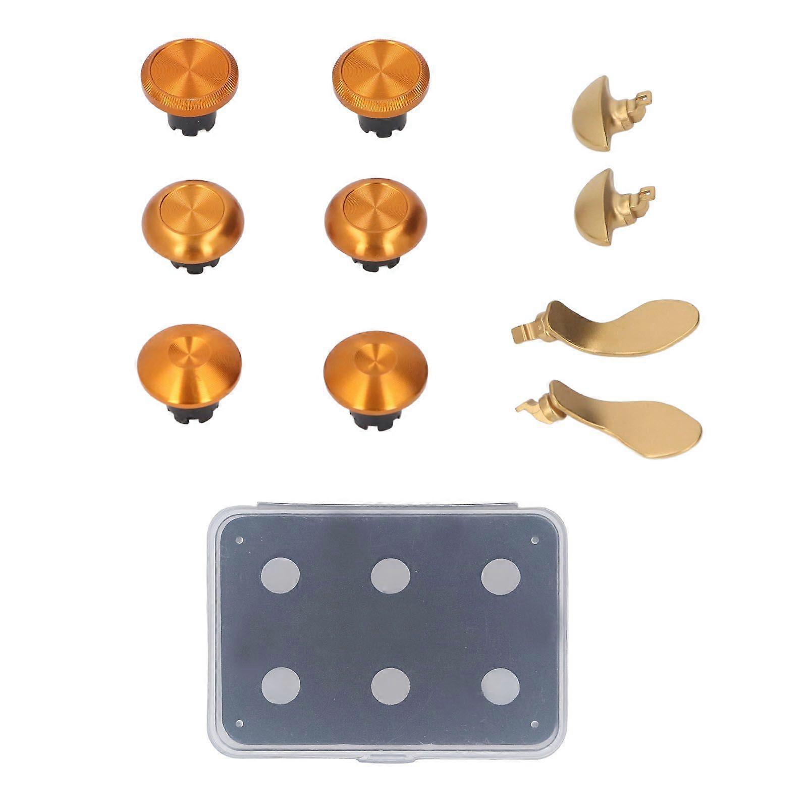Metal Thumbsticks Stainless Steel Metal Replacement Joystick Thumb Sticks Buttons with Paddles for Edge Wireless Controller Gold