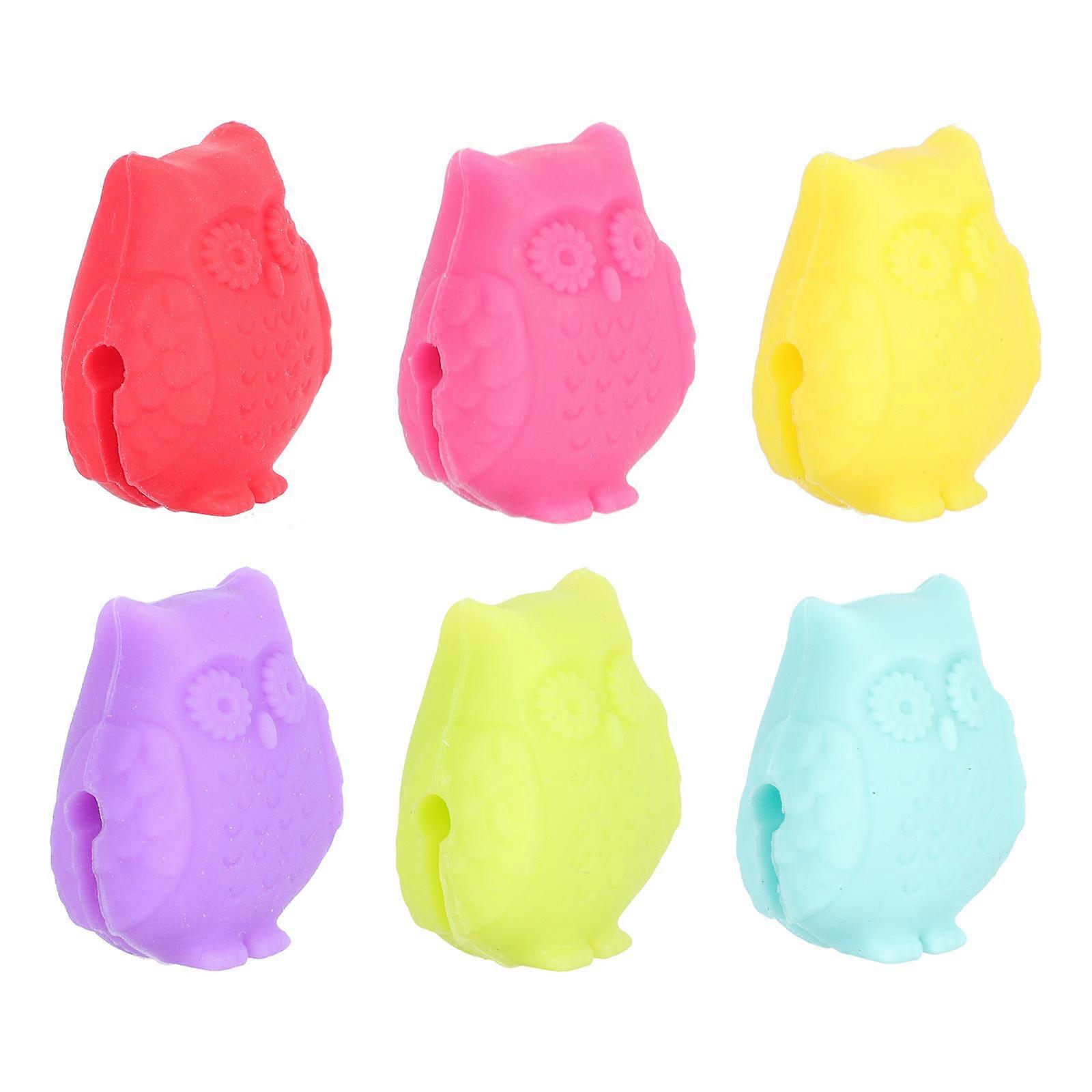 Silicone Recognition Pendant Glass Markers Non Slip Waterproof Thermal Insulation Simple Design 6Pcs Mixed Color