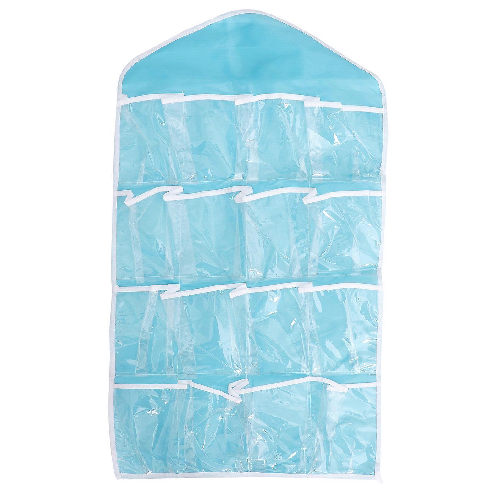 Socks Bra Rack Hanger Organizer for Home Use with 16 Pockets Blue