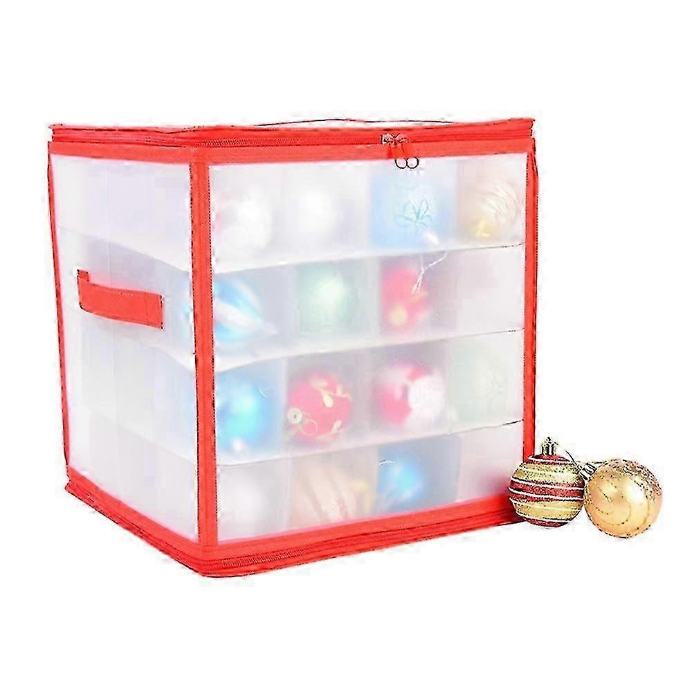 Clear Christmas Bauble Storage Box Cube with Dividers Stores up to 64 Baubles 26s