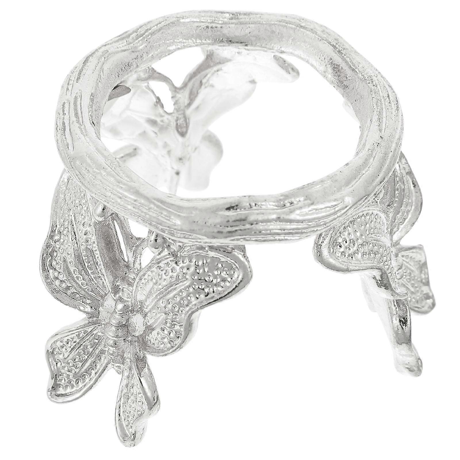 Butterfly Crystal Ball Base for Display Use 4Pcs Silver Alloy Rack