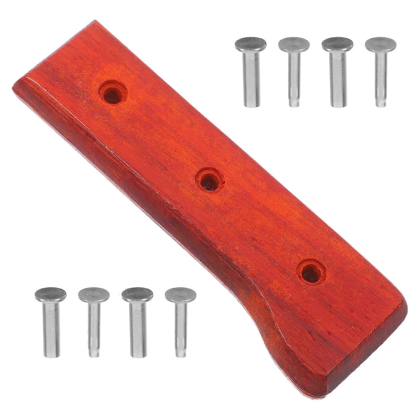 Wooden Cutter Handle Dark Red Replacement for Kitchen 1Pair Grip