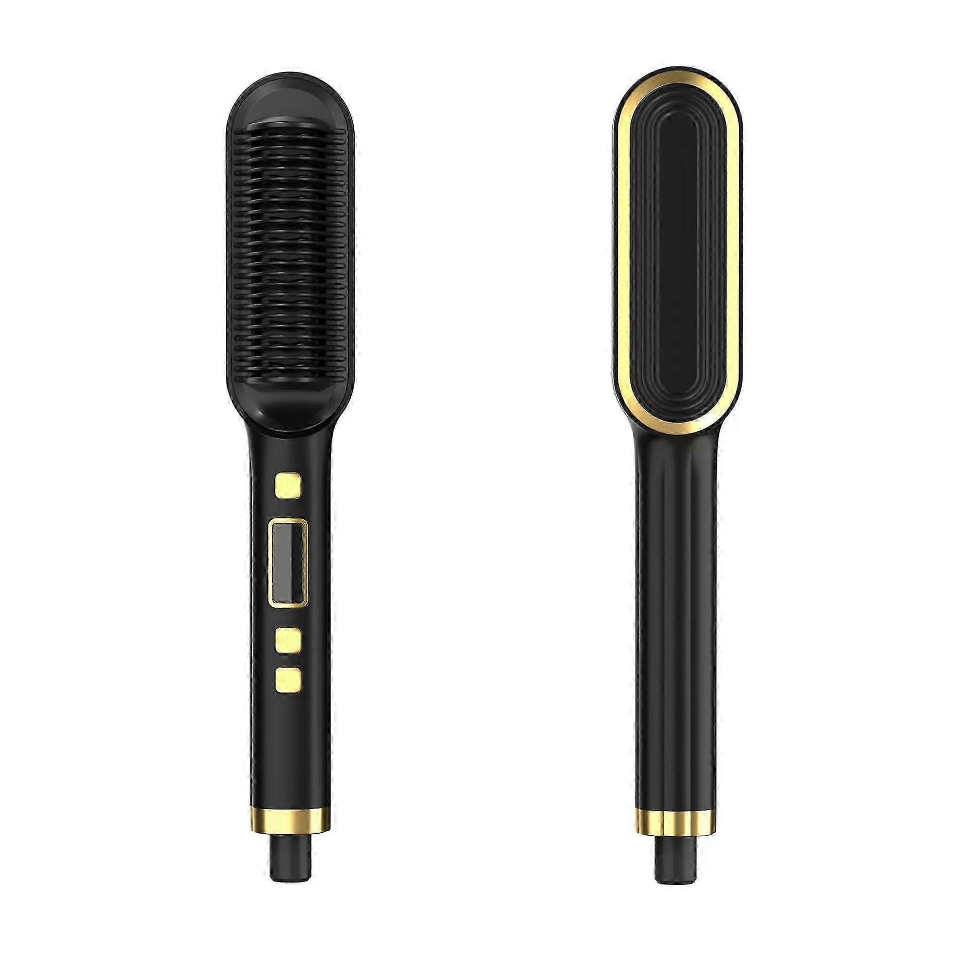 2 In 1 Electric Professional Negative Ion Hair Straightener Brush Curling Comb with Lcd Display Tool Straight Brush 26s