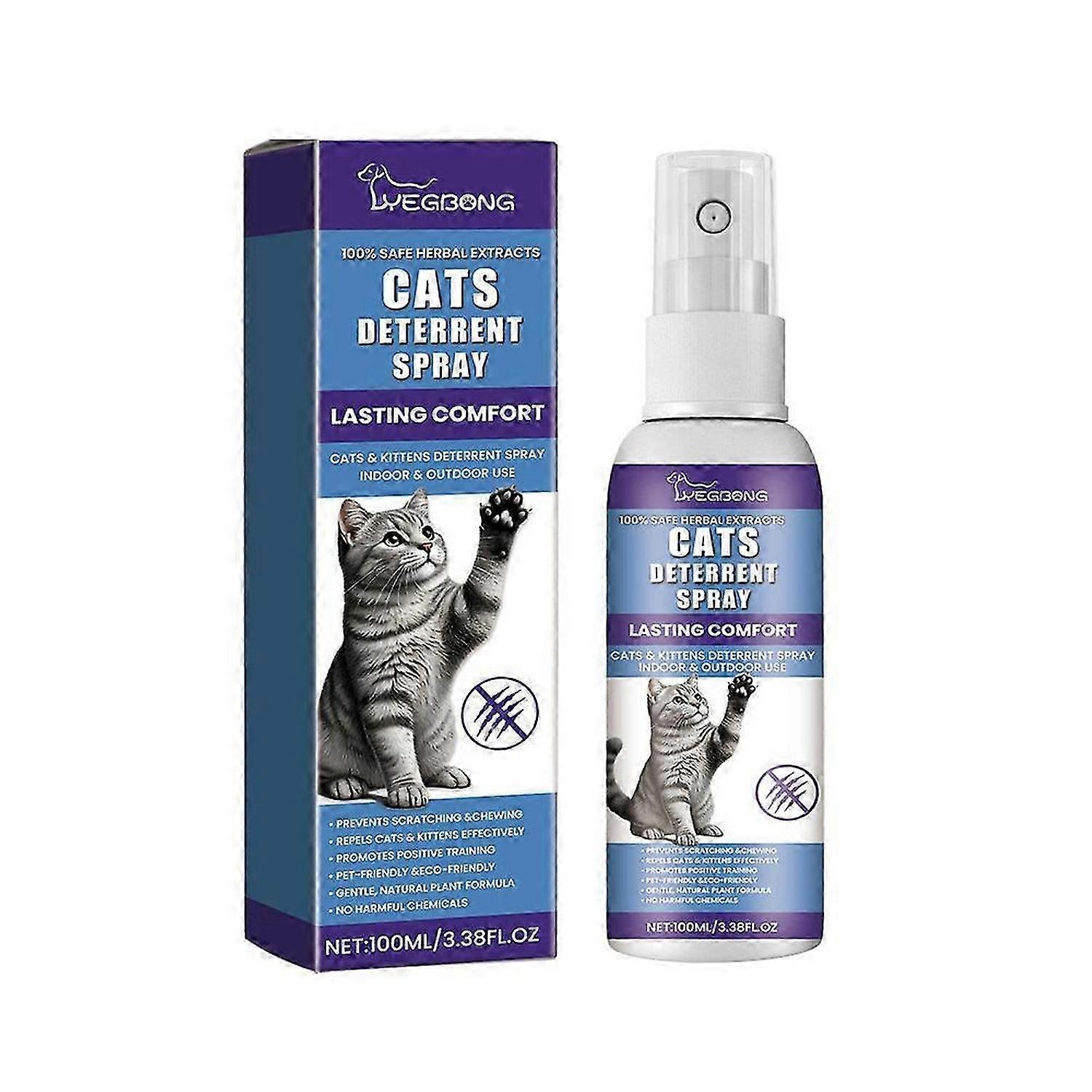 Cat Deterrent Spray, Stops Cats from Peeing & Scratching, Lemon & Coptis, Safe for Furniture 100ml