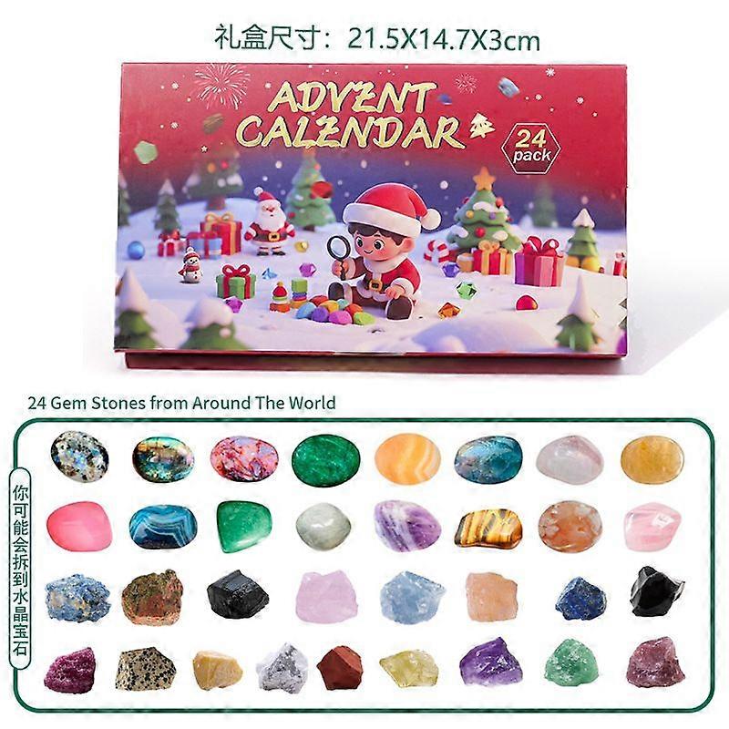 Christmas Crystal Blind Box 24 Grid Poke Advent Calendar Mineral Specimen Dig Toy Gift Set for Kids