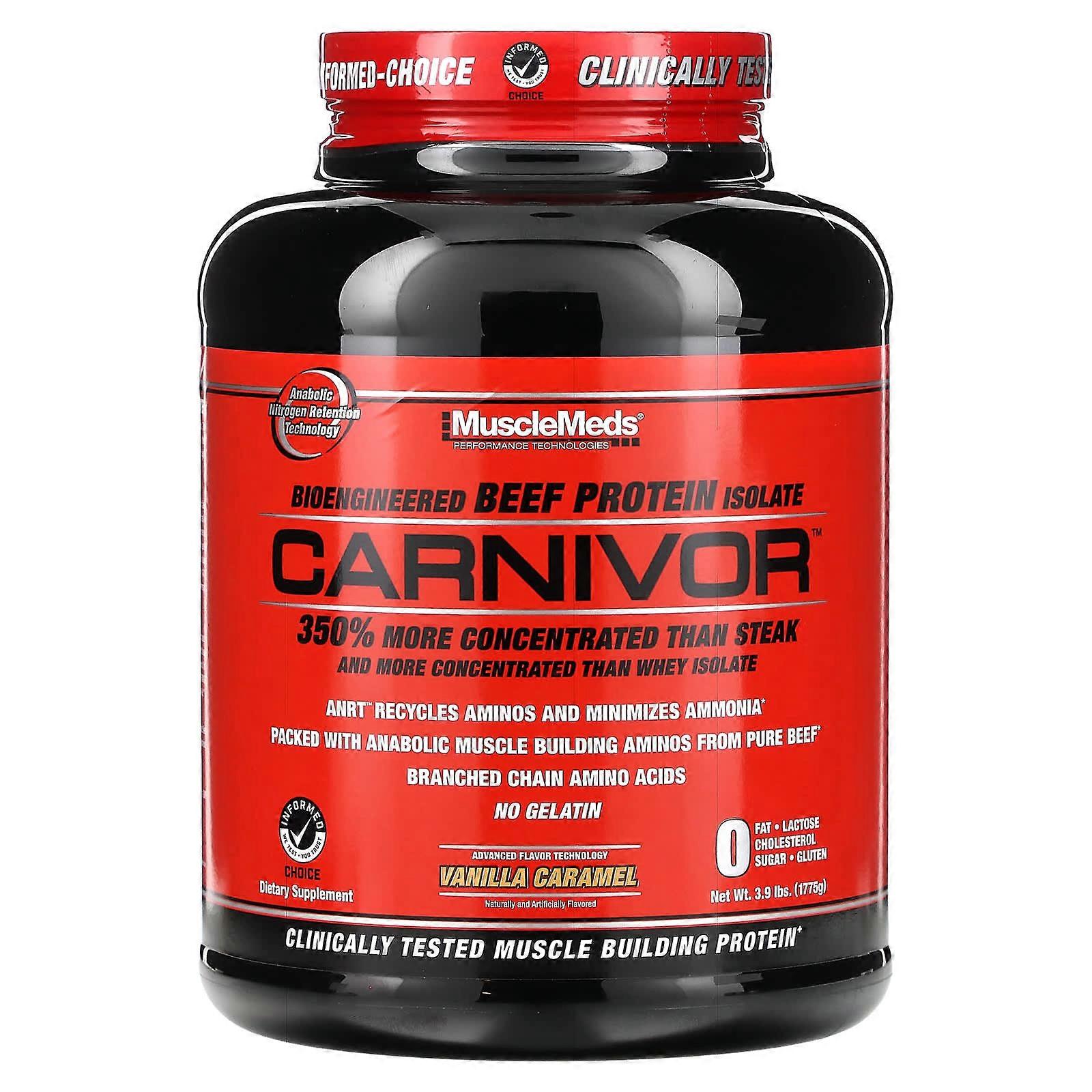 Carnivor, Bioengineered Beef Protein Isolate, Vanilla Caramel, 3.9 lbs (1775 g)