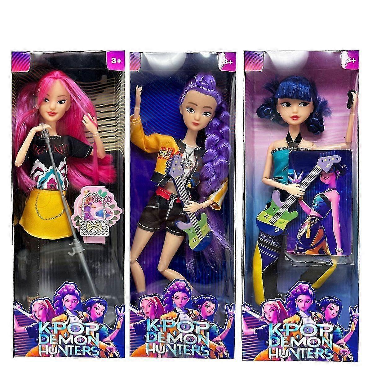 3PCS Kpop Demon Hunters Doll Toys - Rumi, Mira, Zoey Action Figures Beautiful DIY Dolls