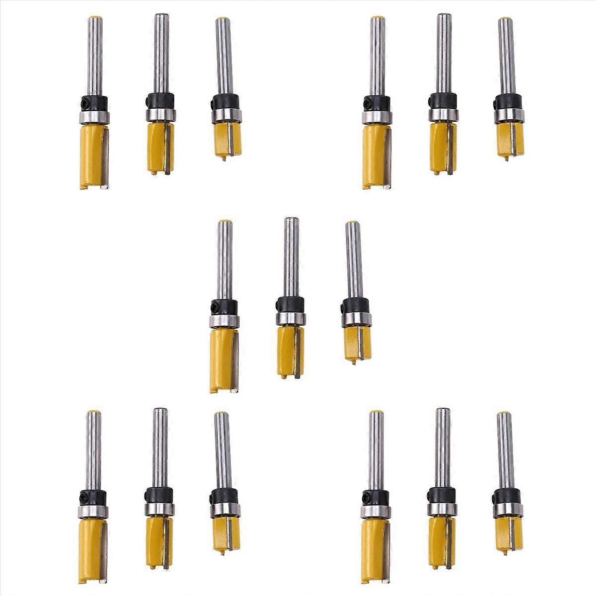 3Pcs 1/4 Inch Router Bit Pattern Top & Bottom Bearing 1/2 Inch Blade