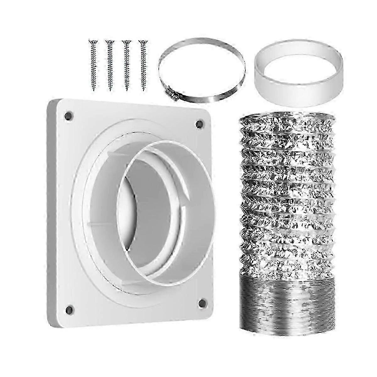 Dryer Vent Kit with 4" Hose, Twist Lock Connector & Flange for Secure Installation
