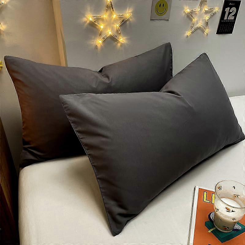 Solid Color Brushed Fabric Pillowcase 1Piece Cooling Technology 18.9 x 29.13 Inch Dark Gray