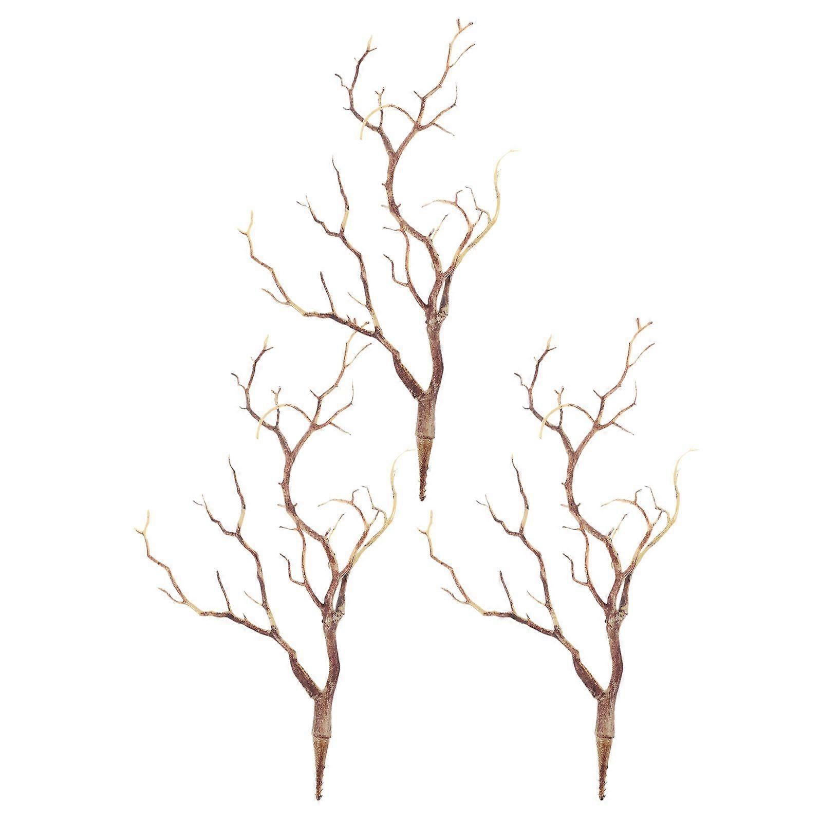3pcs Artificial Dried Tree Branches Plastic Fake Branches Similart To Real Plants Antlers Horns Shaped Branch For Decoration(Coffee)