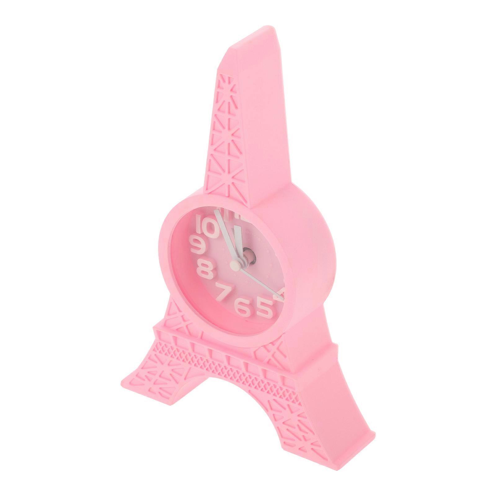 Creative Alarm Clock Pink Eiffel Tower Clock for Home Table Use