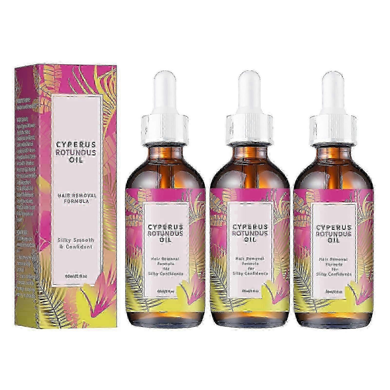 3x Olejek Cyperus Rotundus - 60ml Naturalny Olejek Cyperus Rotundus do Depilacji, Nawilżający Kojący Olejek Cyperus Do Redukcji Wzrostu Włosów na Ciele