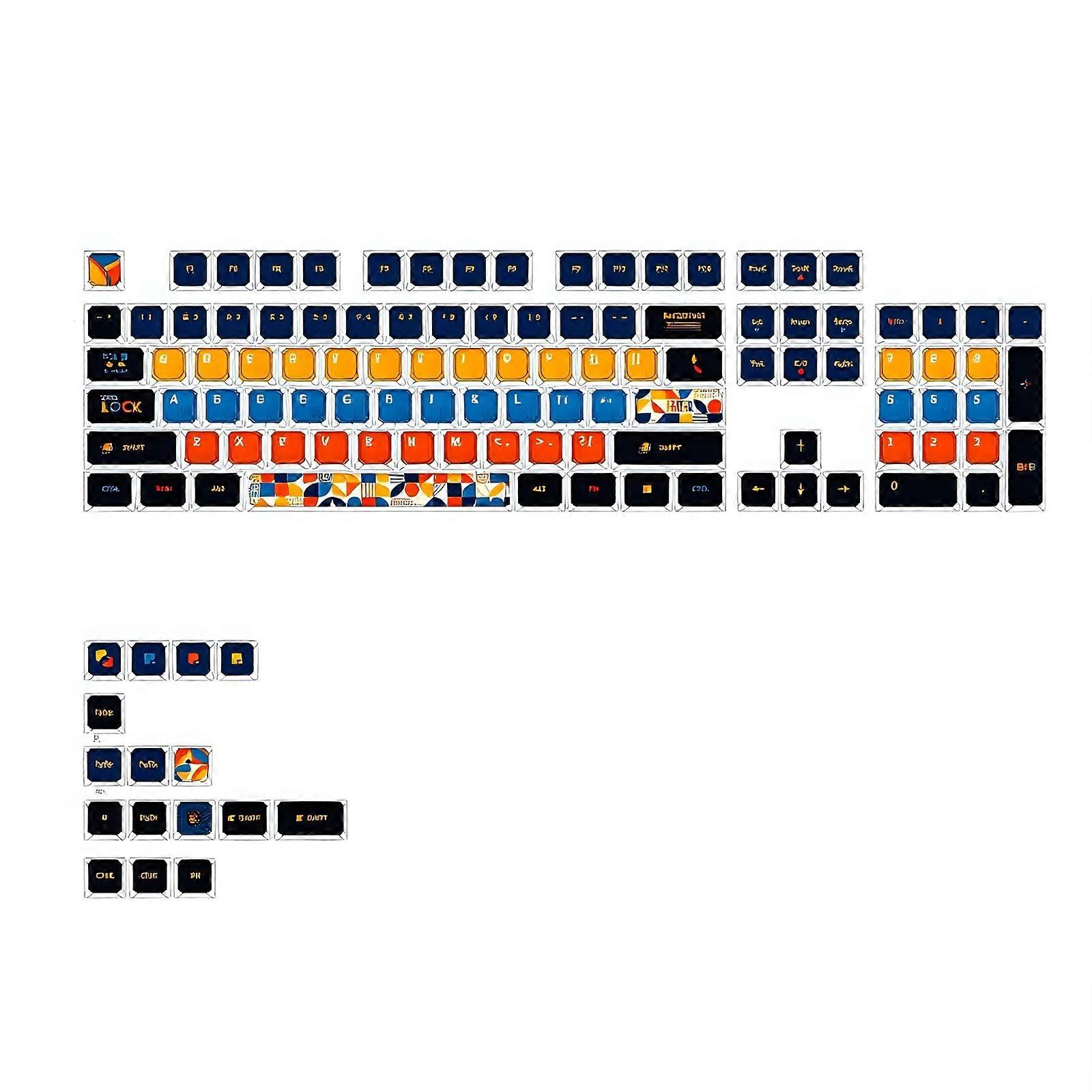 ASA Profile Switches Keycap Set 120 PBT ASA Profile Transparently Edges Geometric Pattern For Mechanical Keyboards Multicolor