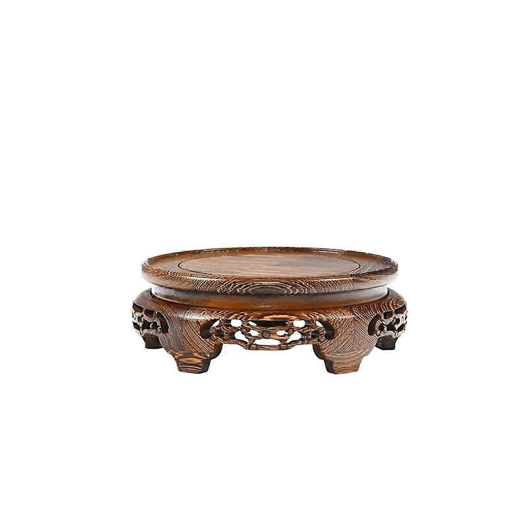 Solid Wood Bonsai Vase Stand Round Display Base for Flowerpot Ornaments Fish Tank Teapot