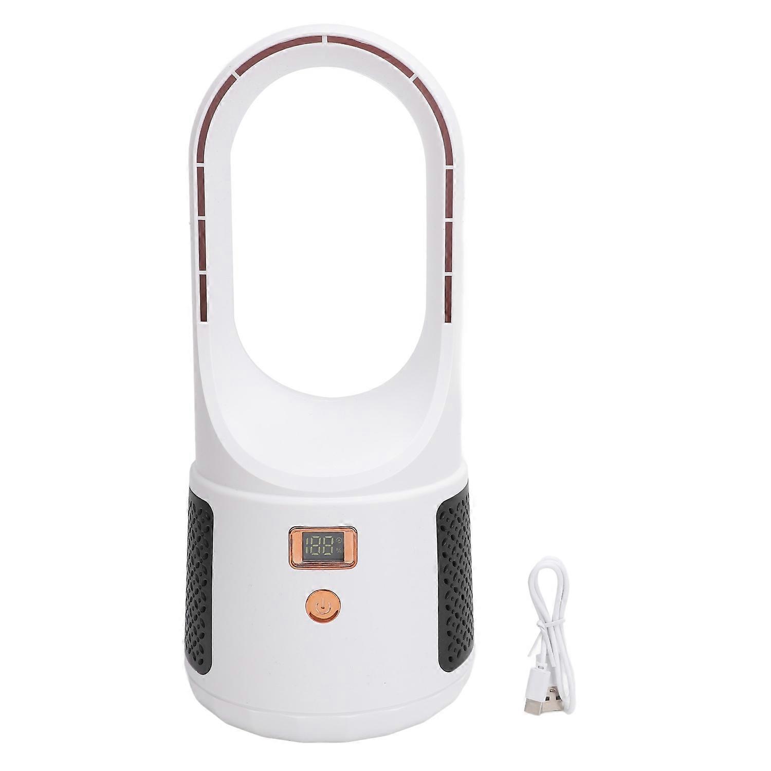 USB Desk Fan 6 Speeds Wind Quiet Portable Bladeless Cooling Fan with Power Display for Home Bedroom 