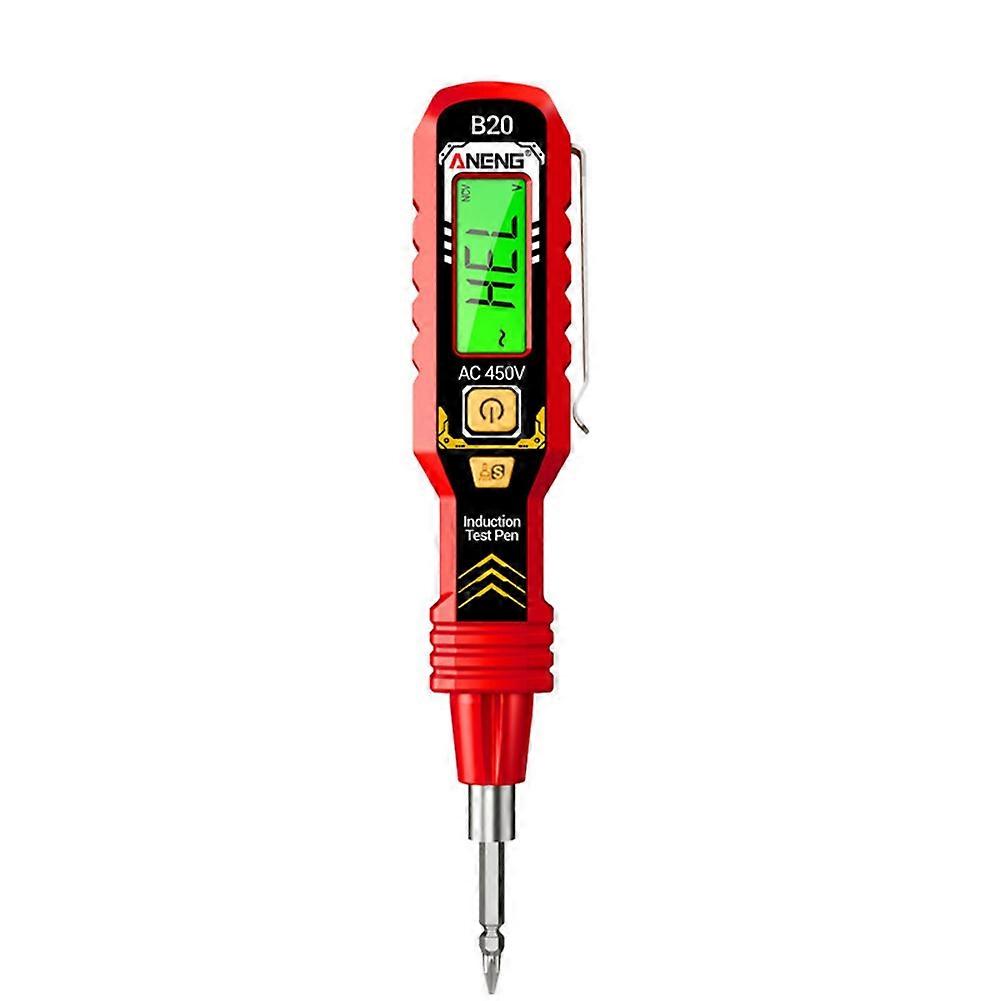 ANENG LCD Digital Voltage Tester Measuring Pen Double-Ended Screwdriver Bits Breakpoint Electrical Induction Test Pen Red