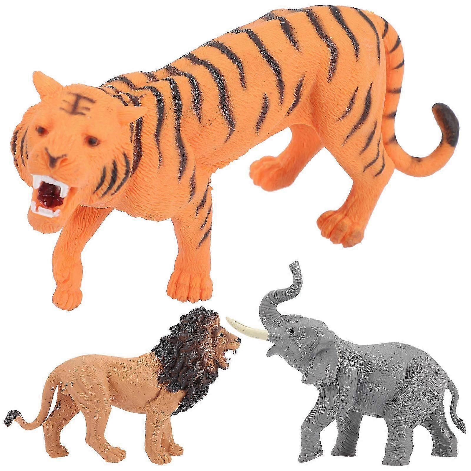 Jungle Animal Models Small Figurine Set for Decor 3Pcs Plastic Animals
