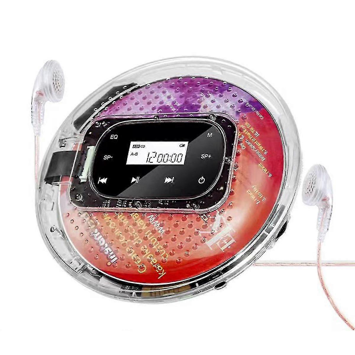 Portable Cd Player Walkman Bluetooth Speaker Music Player Support Tf Card Digital Display Led Touch
