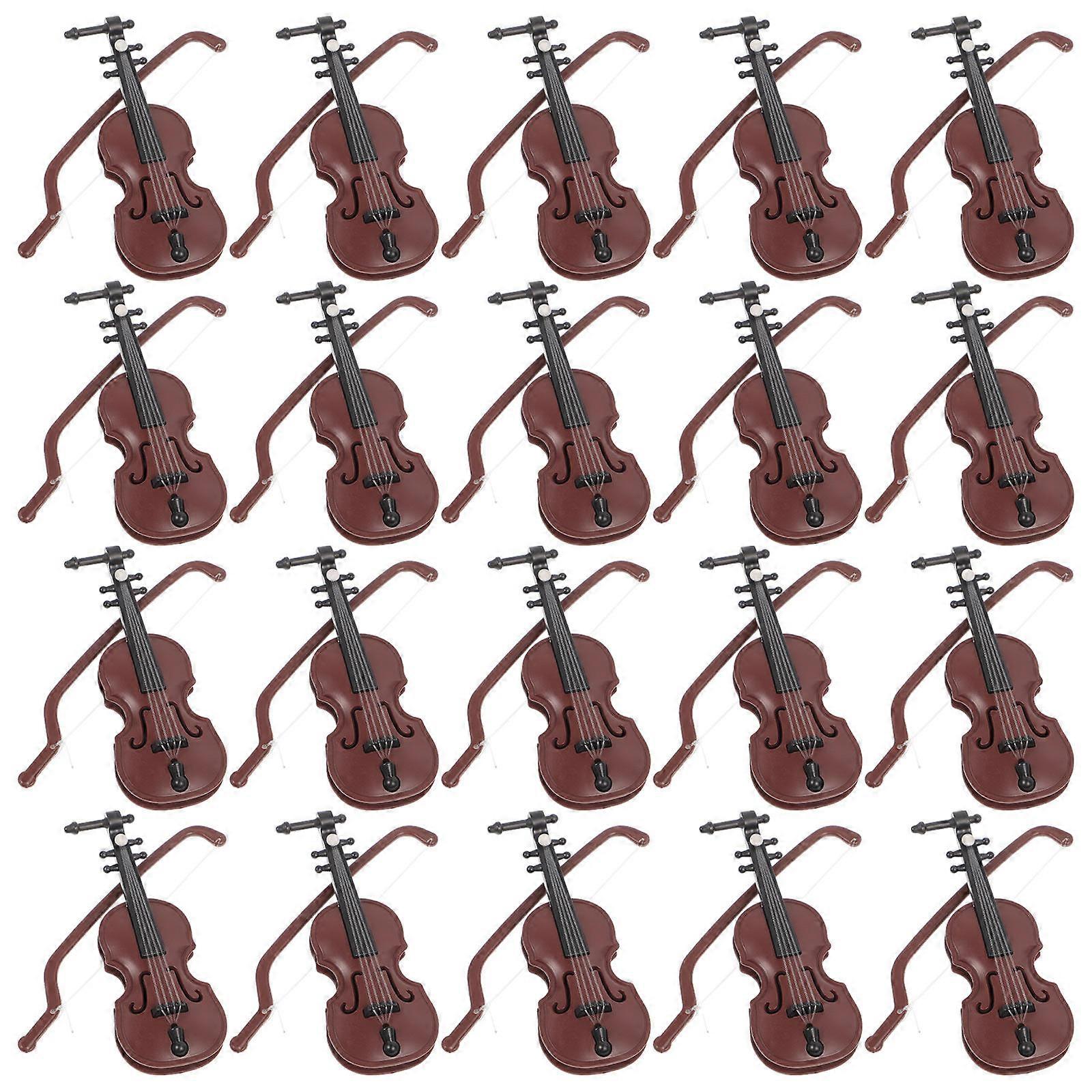 20 Sets of Xmas Mini Violin Models Desktop Instrument Adornments (Coffee)