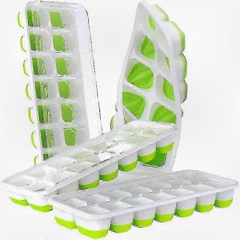 4-Pack Silicone Ice Cube Molds with Easy Release, Makes 14 Cubes per Tray