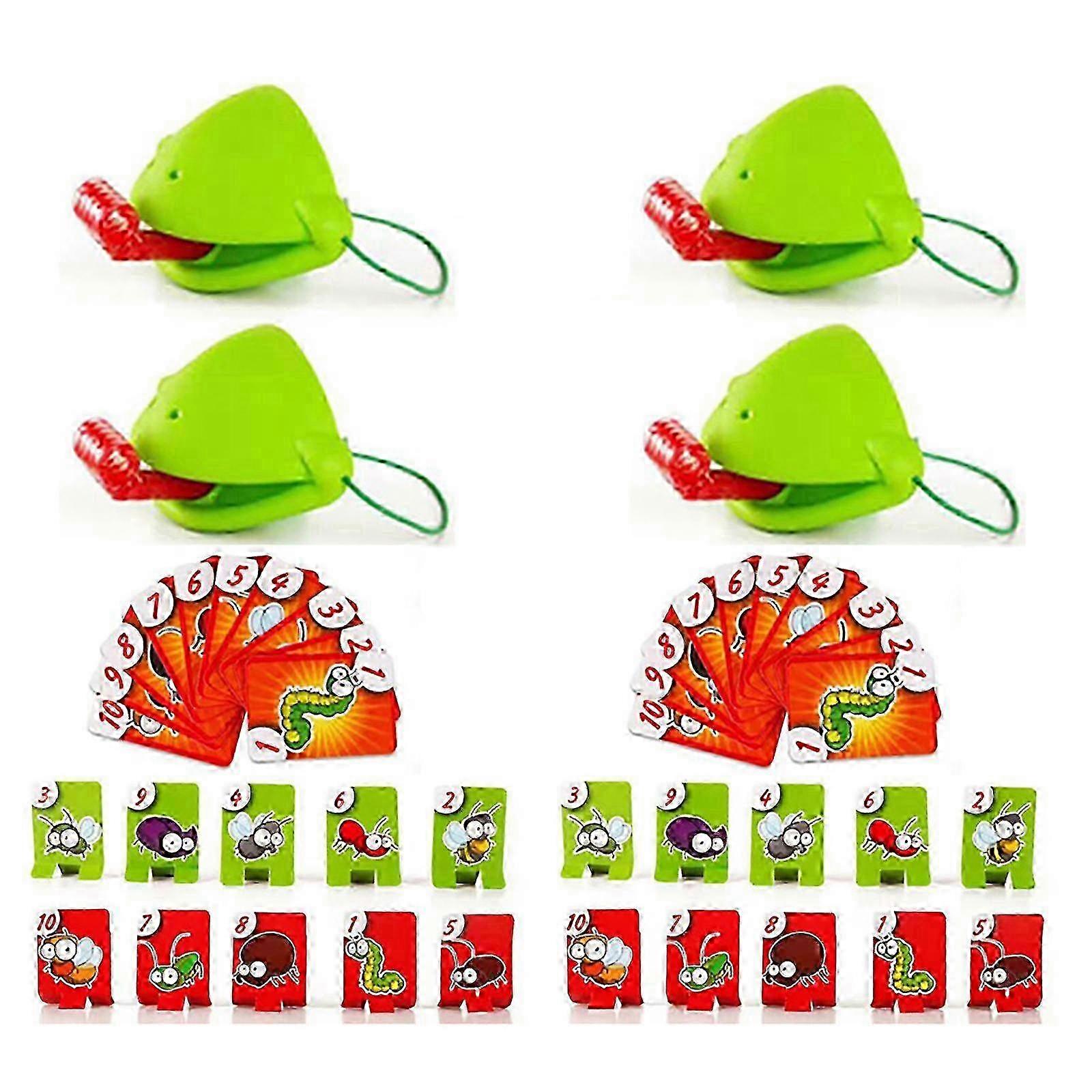 (4 players - English colour box) Frog Tongue Table Game Parent-child interaction playing cards compe p