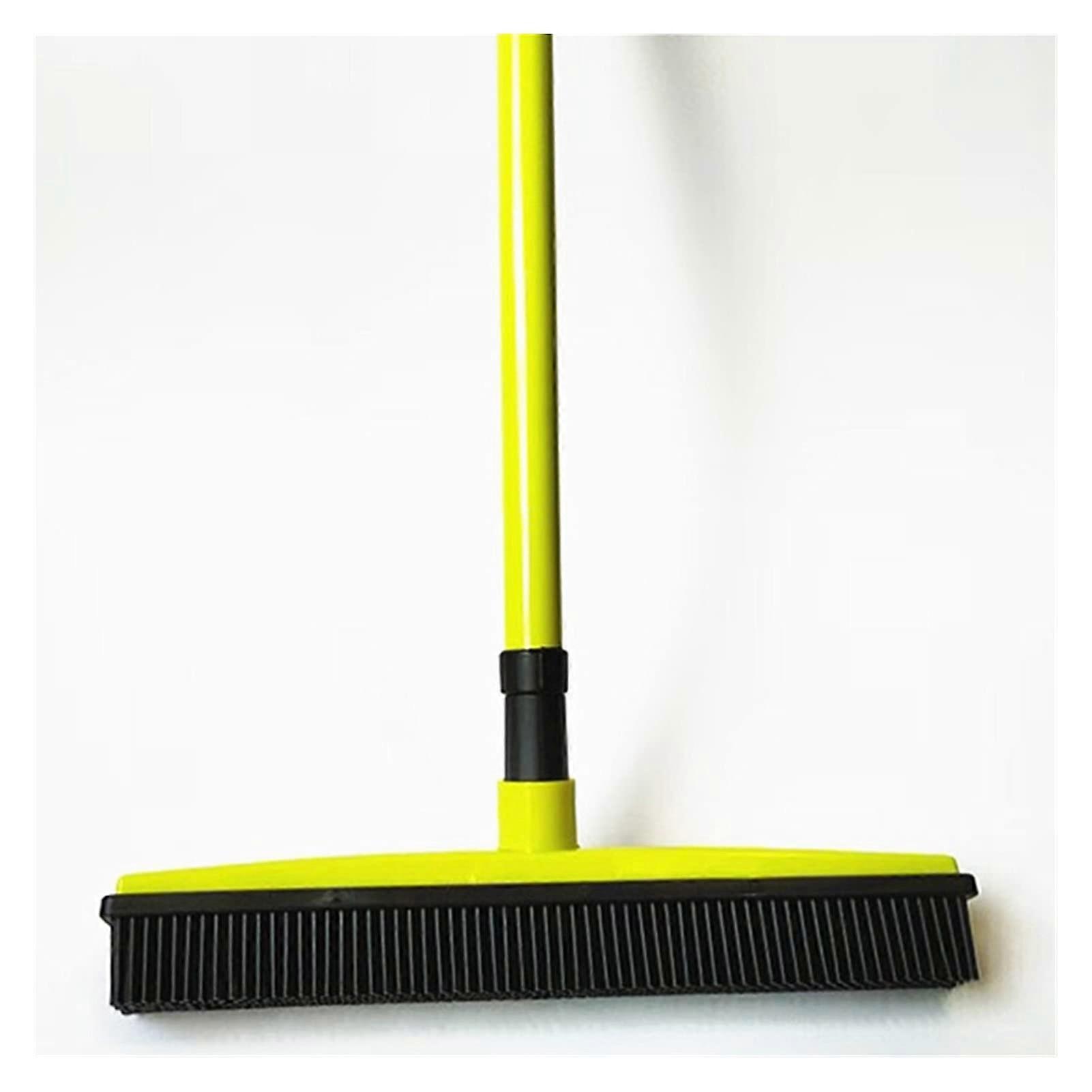 Broom and Dustpan Set with Telescopic Handle Hair and Lint Removal for Home Floor Cleaning (Grey Yellow)
