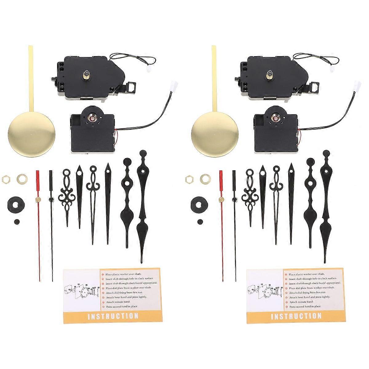 2 Sets Clock Movement Battery Wall Melody Mechanism Pendulum Machinery DIY Hands Chime Quartz Work