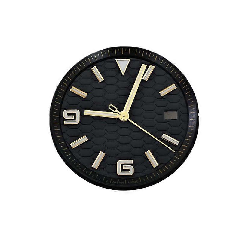 33.8mm Gold-Tone Single-Date Dial + Green Luminous Hands for NH35 Movement (Black）